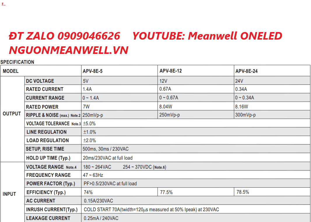 Bộ Nguồn Meanwell APV-8E-5 Bộ Nguồn Meanwell APV-8E-5