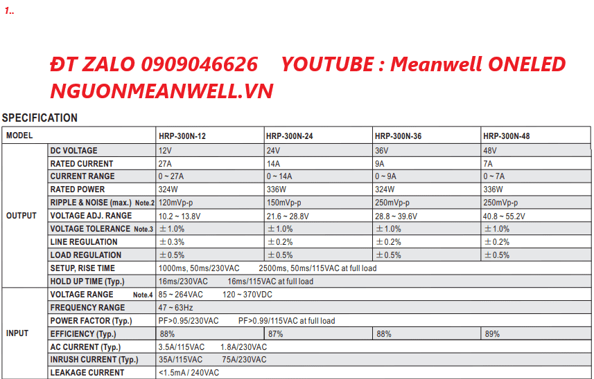 Bộ Nguồn Meanwell HRP-300N-12 Bộ Nguồn Meanwell HRP-300N-12