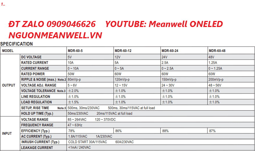 Bộ Nguồn Meanwell MDR-60-5