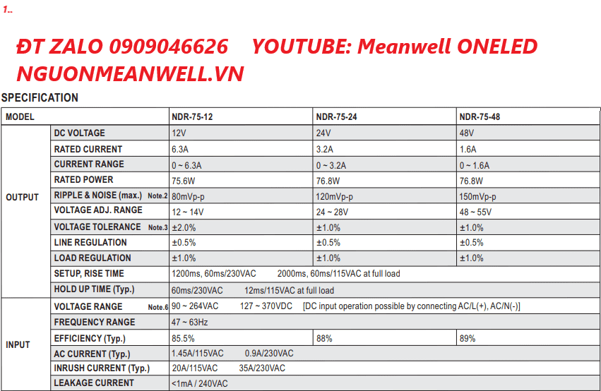 Bộ Nguồn Meanwell NDR-75-24