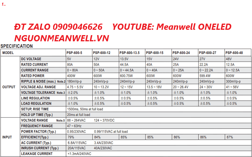 Bộ Nguồn Meanwell PSP-600-48 Bộ Nguồn Meanwell PSP-600-48