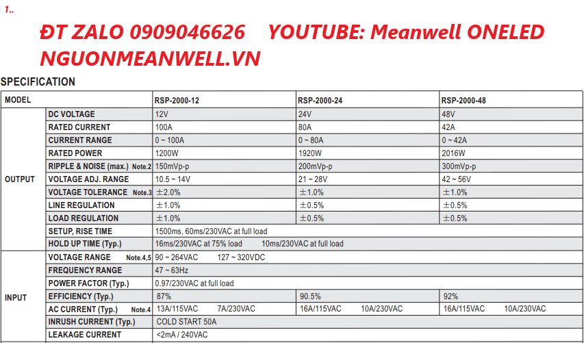 Bộ Nguồn Meanwell RSP-2000-12 Bộ Nguồn Meanwell RSP-2000-12