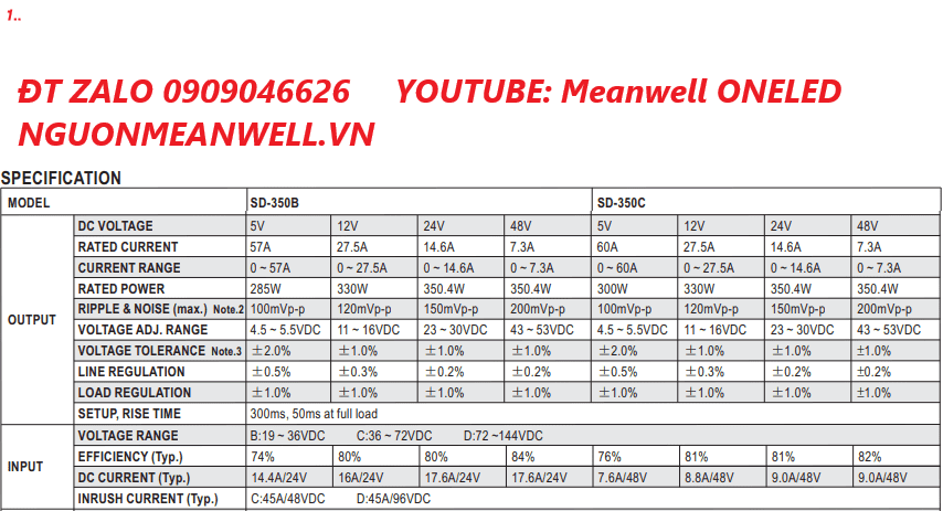 Bộ Nguồn Meanwell SD-350B-5 Bộ Nguồn Meanwell SD-350B-5
