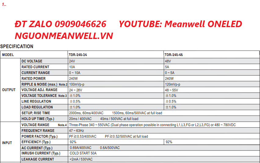 Bộ Nguồn Meanwell TDR-240-24