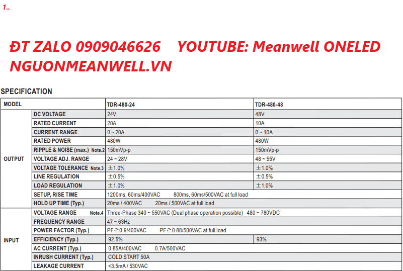 Bộ Nguồn Meanwell TDR-480-24