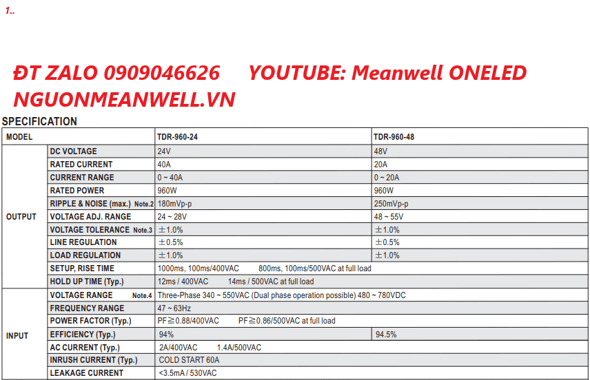 Bộ Nguồn Meanwell TDR-960-24