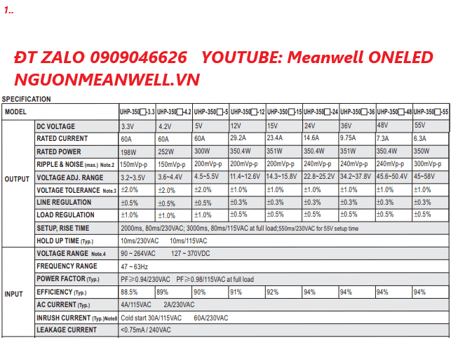 Bộ Nguồn Meanwell UHP-350-12 Bộ Nguồn Meanwell UHP-350-12