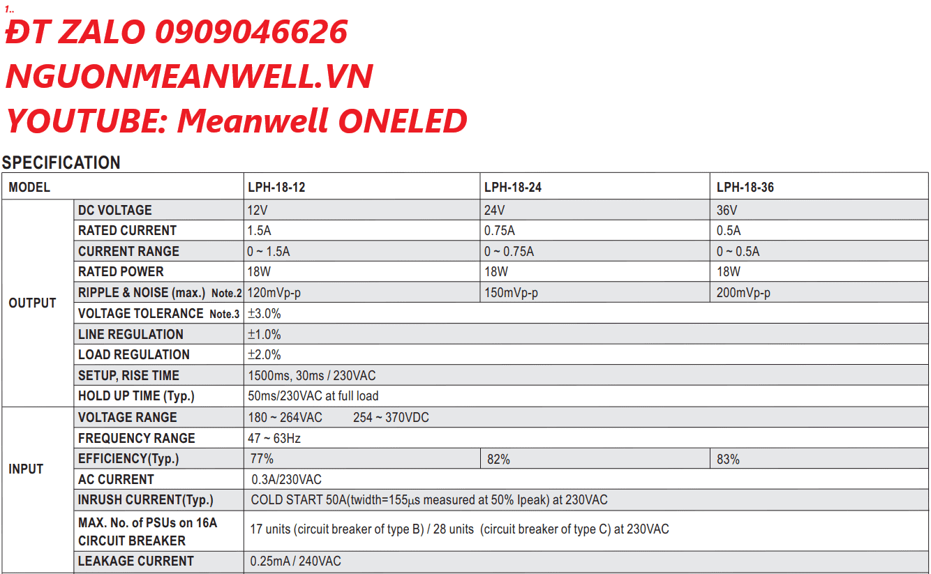 Bộ Nguồn Meanwell LPH-18-36 Bộ Nguồn Meanwell LPH-18-36