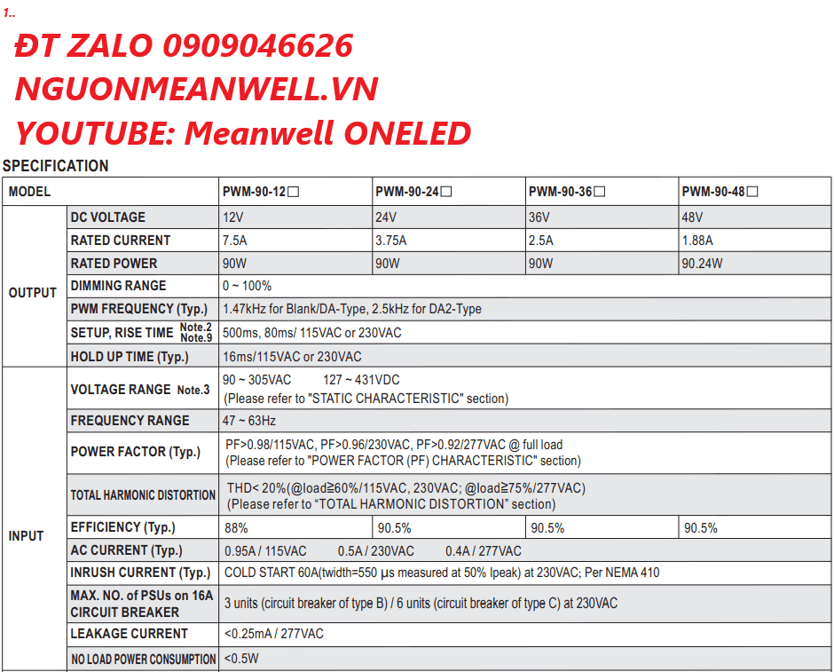 Bộ Nguồn Meanwell PWM-90-12 Bộ Nguồn Meanwell PWM-90-12