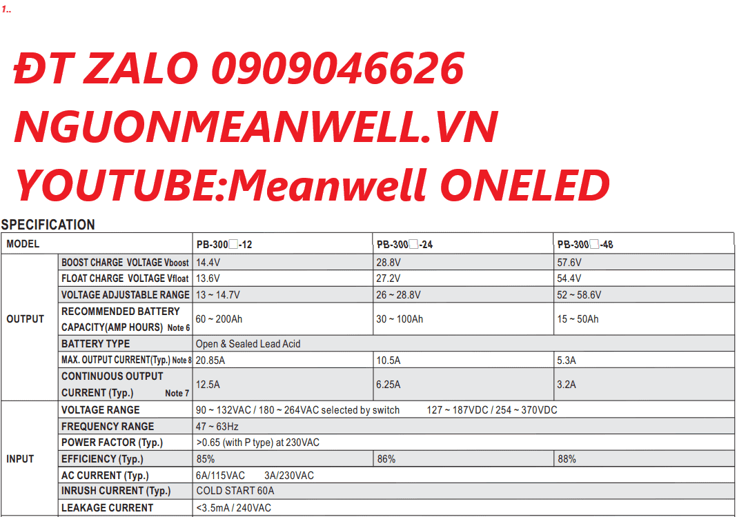 Bộ Nguồn Meanwell PB-300N-48 Bộ Nguồn Meanwell PB-300N-48
