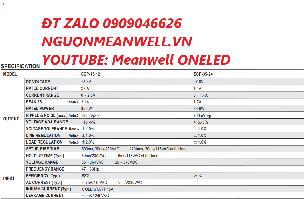 Bộ Nguồn Meanwell SCP-35-12 Bộ Nguồn Meanwell SCP-35-12