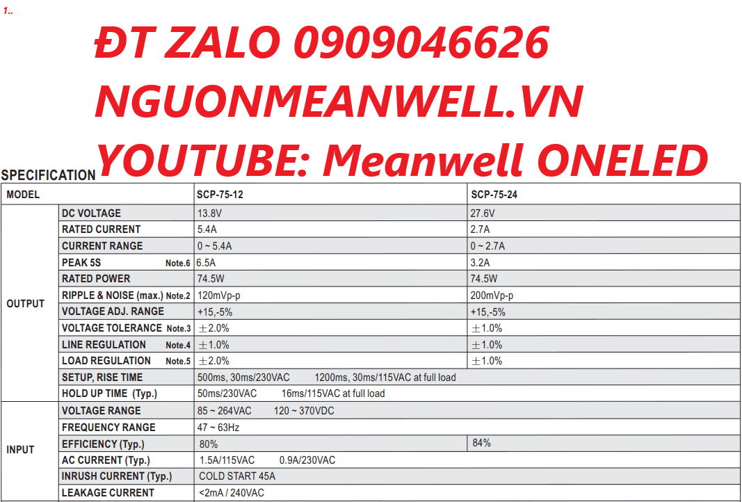 Bộ Nguồn Meanwell SCP-75-12 Bộ Nguồn Meanwell SCP-75-12